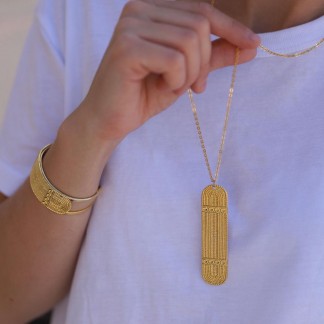 Vòng cổ thiết kế  Bellanda art deco đồng mạ vàng 24k